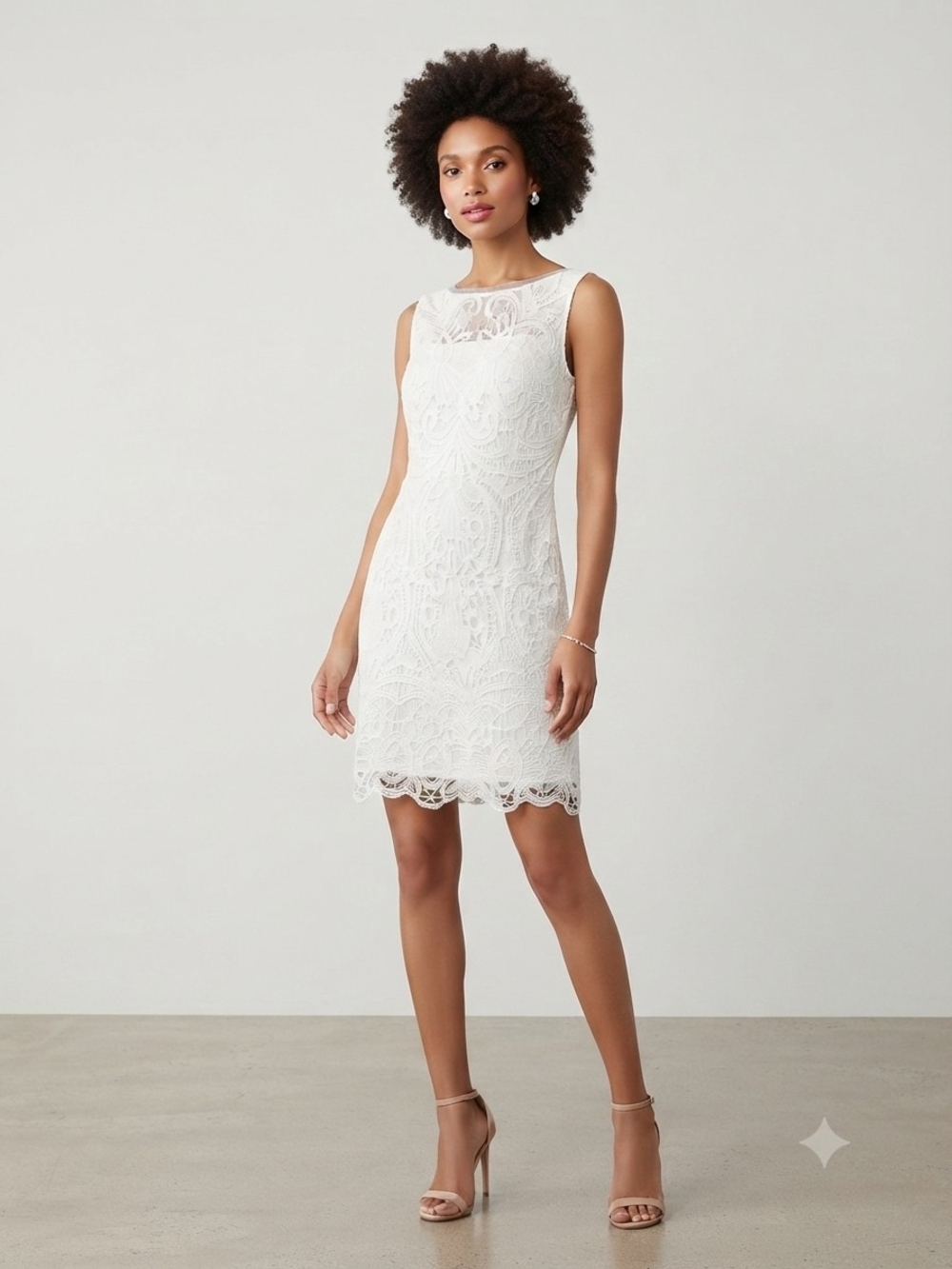 Peter Nygård White Lace Sheath Mini Dress Size 8